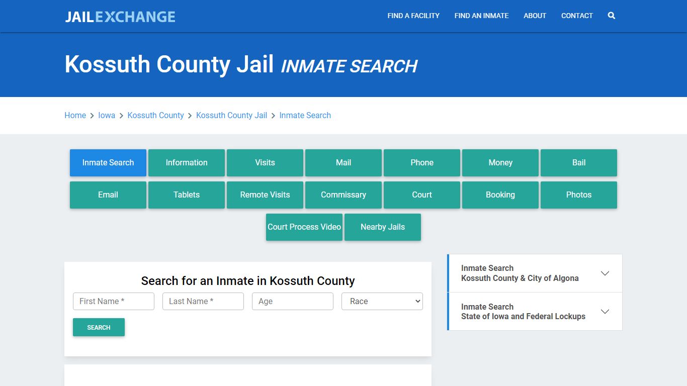 Kossuth County Jail, IA Inmate Search: Roster & Mugshots