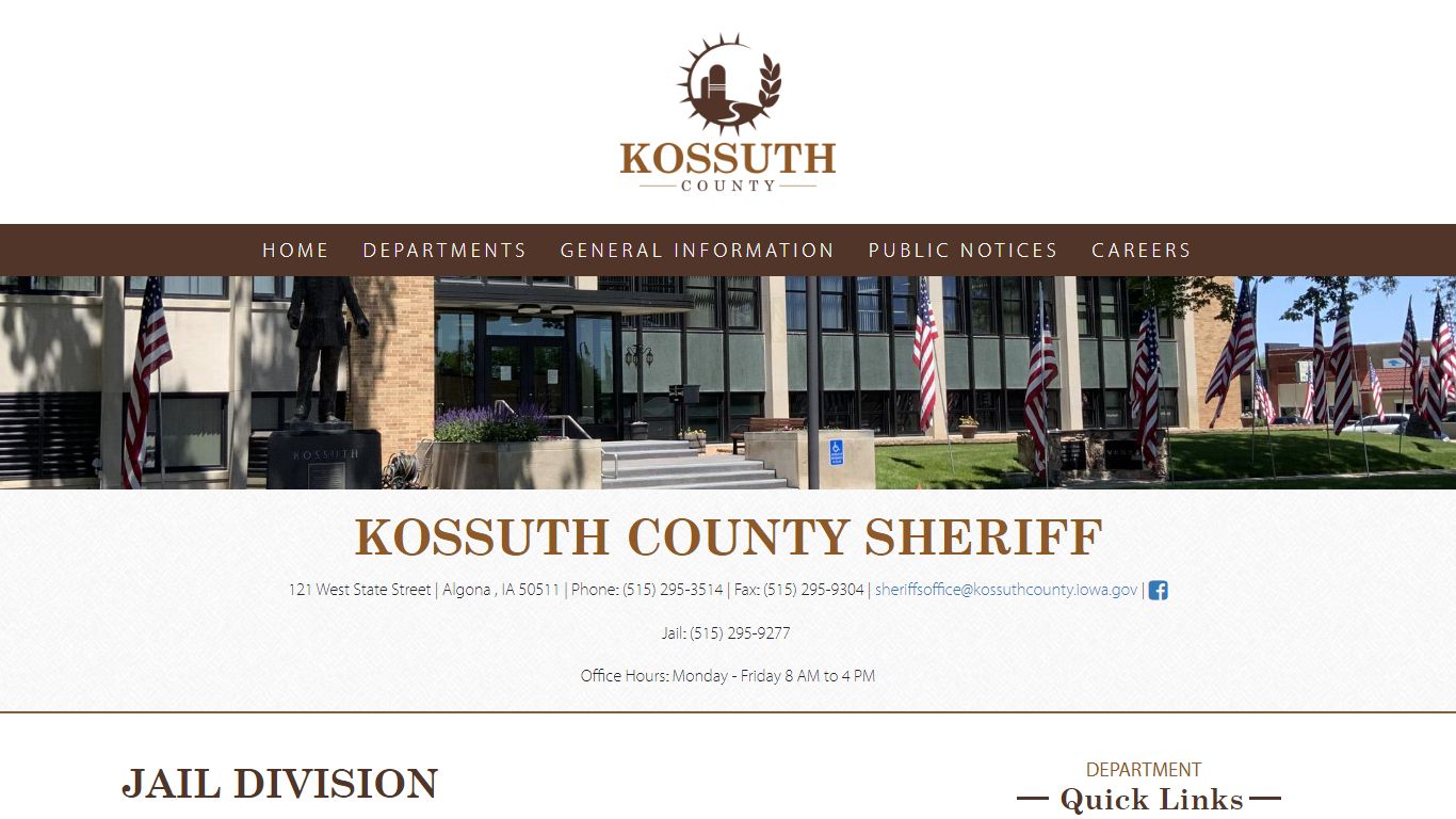 Jail Division - Kossuth County, Iowa