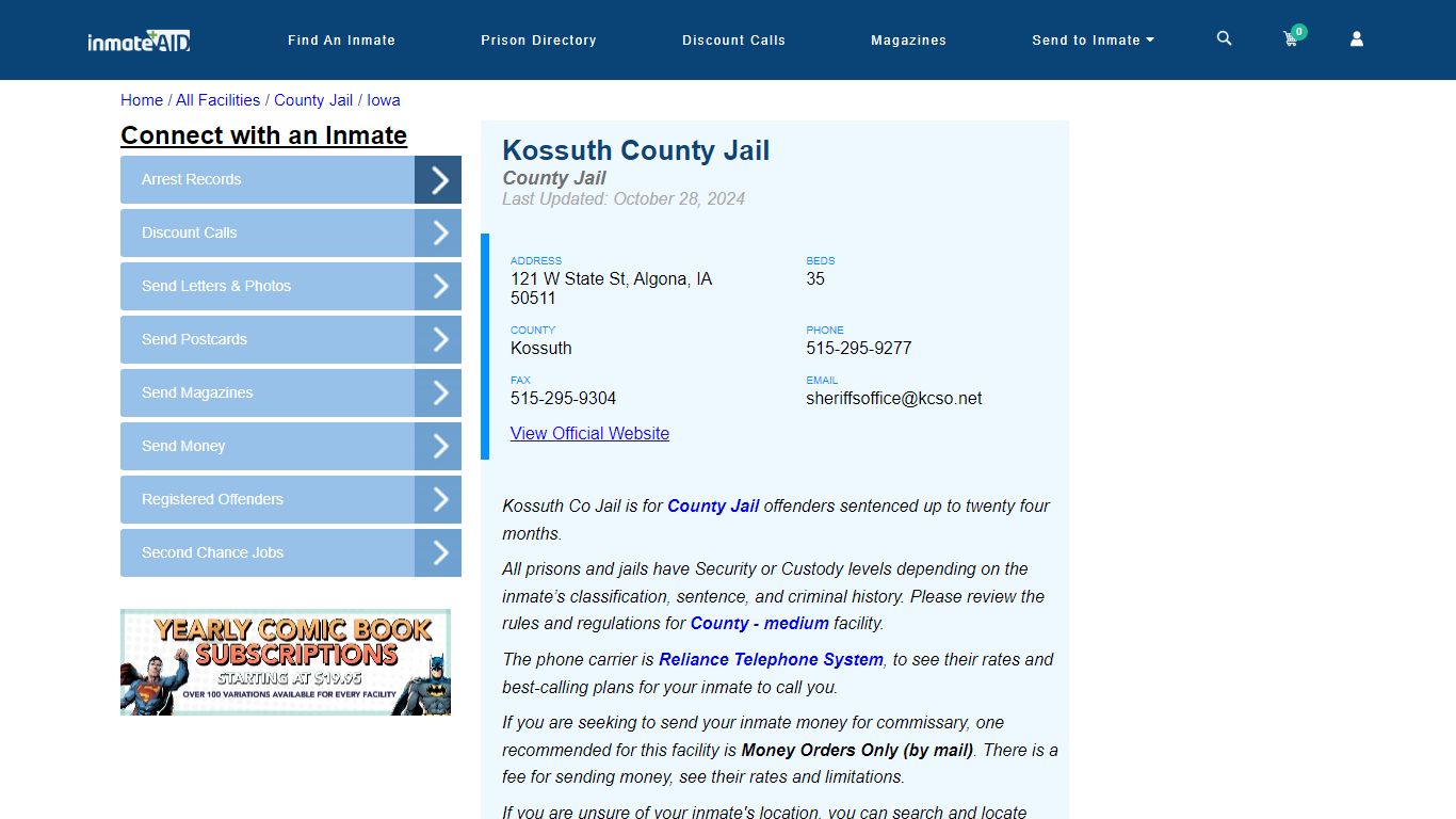 Kossuth County Jail - Inmate Locator