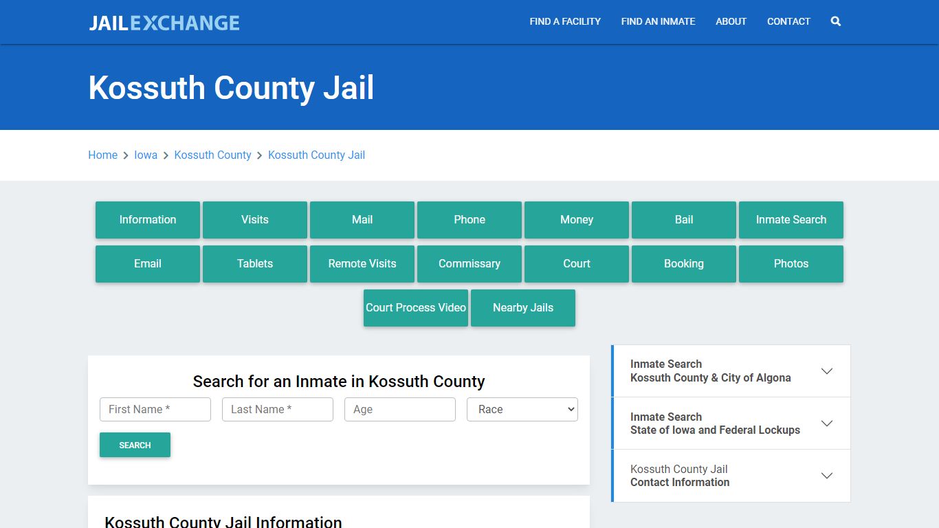 Kossuth County Jail Roster Lookup, IA, Inmate Search